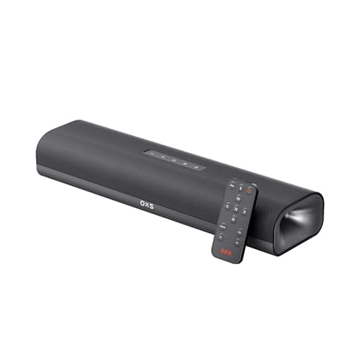 OXS Thunder Lite PC Gaming Soundbar, Sound Bar for TV with Virtual Surround Sound, 2 Full-Range Drivers, Bass Tube, Compact Design, HDMI/AUX/Optical Compatible, Bluetooth 5.0 Wireless Connection