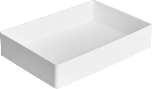 Amazon Basics Plastic Organizer - Accessory Tray, Rectangular Desk Tray for Papers and Office Supplies, Modular Stackable Design, 23.8 x 17 x 5 cm, White