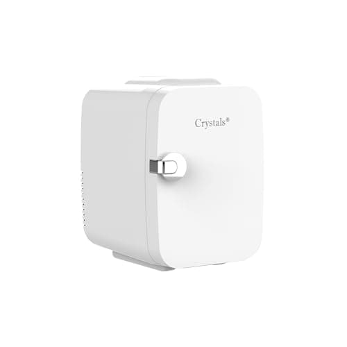 Crystals Mini Fridge, 4/10/15L Litre Table Top Small Fridge Cooler & Warmer for Car Bedrooms Desk Office, 12V DC - 220 AC, Mini Fridge for Bedrooms – Energy Efficient (White, 4 Liter)