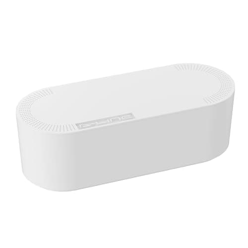D-Line Cable Tidy Box, Hide Extension Blocks, Desk Cable Management, Organise TV Cables - 415mm (L) x 165mm (W) x 135mm (H) - Large, White