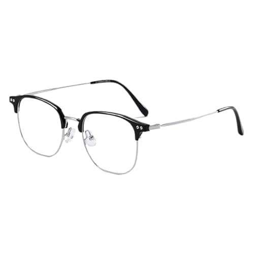 AXNKDH Blue Light Blocking Glasses Semi Rimless Eyewear For Women Men Classic Retro Square Metal Frame Anti Eye Strain Gaming Computer Glasses