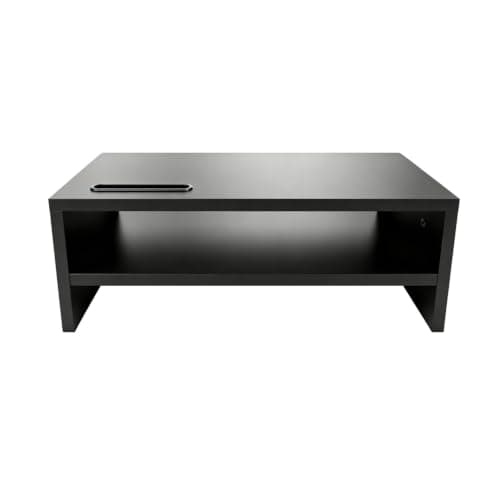Wood Desktop Monitor Riser, 2 Layer Laptop Stand with Storage Shelf & Pad