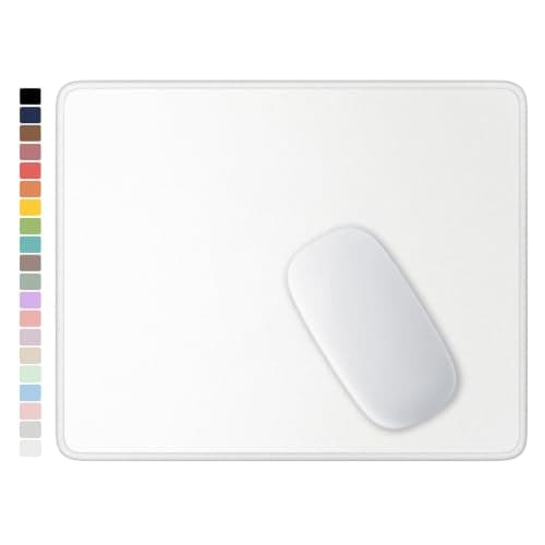Hsurbtra Mouse Pad, Premium-Textured Square Mousepad 26 x 21 cm, Stitched Edge Anti-Slip Waterproof Rubber Mouse Mat, Pretty Cute Mouse Pad for Office Gaming Laptop Women Kids White