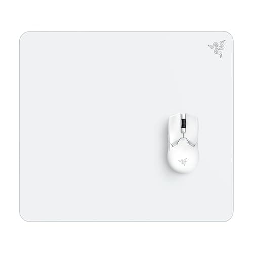 Razer Atlas - Glass Mouse Mat (Premium Tempered Glass, Ultra-Smooth Surface, Micro-Etched Surface, Dirt and Scratch-Resistant, Quieter Mouse Movements, Anti-Slip Rubber Base) White