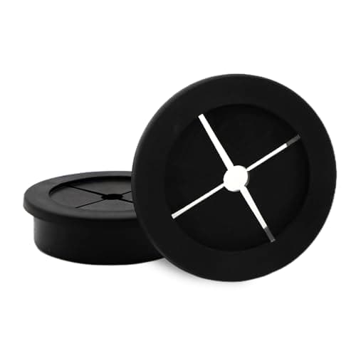 2 Pcs 40mm Desk Cable Grommet Cable Cord Grommets Round Cable Hole Cover Plastic Cable Wire Grommet for Office Computer Desk Wire Organizer Black A5SZHXS