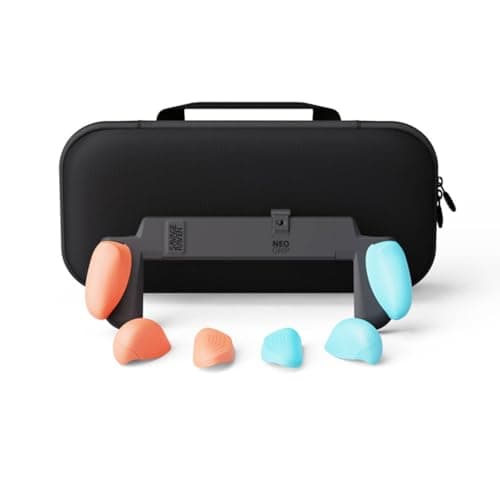 Savage Raven by Skull & Co. NeoGrip Bundle for Nintendo Switch 2: An Ergonomic Grip Hard Shell Handheld Case with Replaceable Grips [to fit All Hands Sizes] [with Carrying Case]- Neon Blue+Neon Red