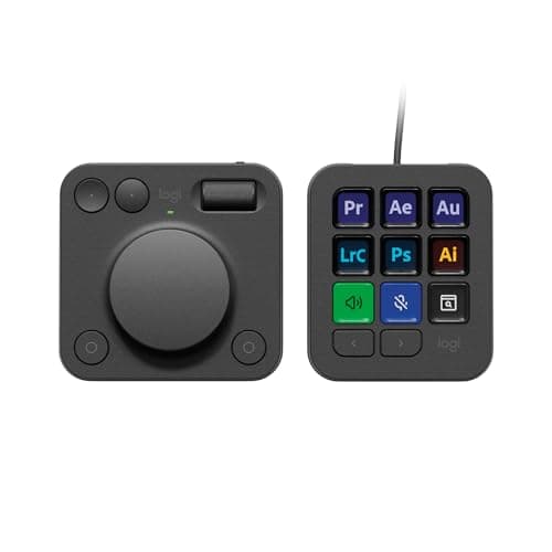 Logitech MX Creative Console, Programmable Keypad | 9 Customisable LCD Keys & Control Dial for Graphic Design, Video Editing, Photo, Adobe, Zoom, Spotify - Graphite