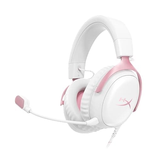 HyperX Cloud III – Wired Gaming Headset, PC, PS5, Xbox Series X|S, Angled 53mm Drivers, DTS, Memory Foam, Durable Frame, Ultra-Clear 10mm Mic, USB-C, USB-A, 3.5mm – Pink