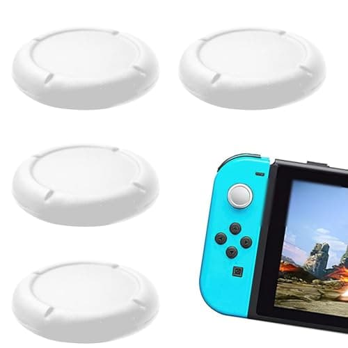Replacement Button Caps for Switch Joycon, 4PCS Thumbsticks Protector Covers for Switch/Lite White Silicone Protective Accessories for Joystick 3D Grips Caps