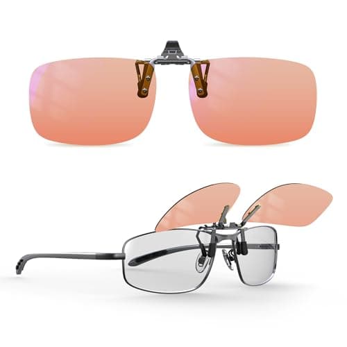 Goiteia FL-Rose Migraine Clip on Glasses-Rose Clip-on Blue Light Blocking Glasses for Eyes Strain/Light Sensitive/Fluorescent LED Lighting/Computer Screen Glare