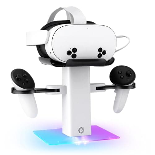 Mcbazel RGB Charging Dock Compatible with Quest 3S/Quest 3/Quest 2, Charging Vertical Stand with LED Light, Non-Slip Base, Charging Station for Quest 3/3S (White)