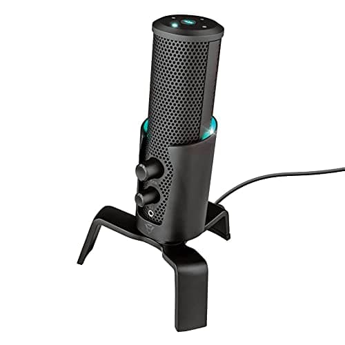 Trust Gaming GXT 258 Fyru Streaming Microphone, 4 Recording Patterns, Gaming Mic with LED Lighting, USB Microphone for Podcast, Vlogging, Music Recording, ASMR, PC, Laptop, PS4, PS5 - Black