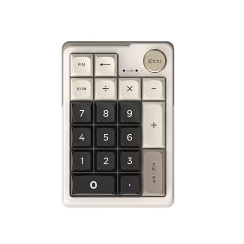 ELMWAY KZZI K20 Wireless Mechanical Number Pad – Rechargeable Tri-Mode Numeric Keypad (Bluetooth/2.4G/USB-C), RGB Backlight, Aluminum Knob & Hot-Swappable – Starry Gray