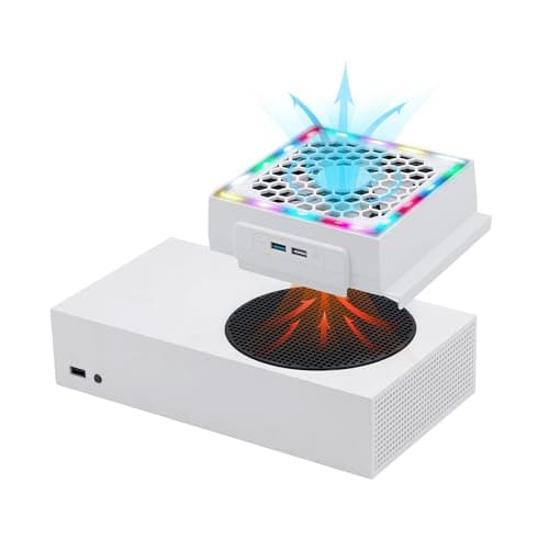 Mcbazel Fan for Xbox Series S, RGB LED Display, Low Noise, 2 Extra USB Ports, 3 Levels Adjustable Speed, External Cooler Fan Only for Xbox Series S Console