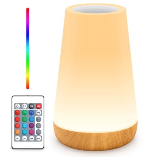 Auxmir Night Light, LED RGB Dimmable Touch Bedside Table Lamp for Bedroom