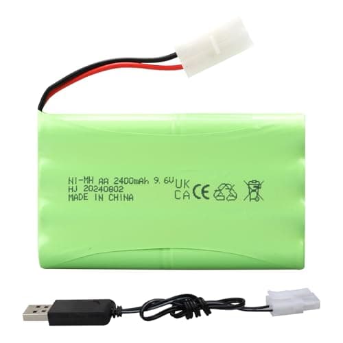 MXJFYY 9.6V 2400mAh Rechargeable NiMH Battery Pack with Tamiya Connector, Battery Compatible with RC/Remote Control Toy Cars, Buggy, Boats, Helicopter, Airplane, Airsoft Guns