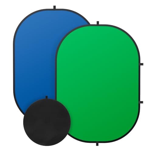 5X6.5ft Green Screen Backdrop for Photography, Double Sided Green Screen and Blue Screen, 2 in 1 Collapsible and Reversible Background for Photography, YouTube Videos,and Live Streaming