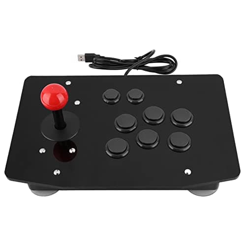 Blaihild Joystick 7cm Rocker Shaft with Tactile 3D Buttons and 50mm Suction Base - Fight Stick for PC Console Retro Gaming with Precision Acrylic Shell 8 Button Layout for Late