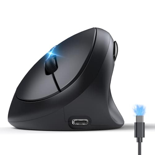 TECKNET Ergonomic Wireless Mouse, Vertical Bluetooth Mouse Rechargeable (Tri-Mode: BT5.0/BT3.0+2.4G), 4800DPI Slient Mouse with 6 Adjustable DPI, 6-Button Cordless Mouse for Laptop, PC, Mac