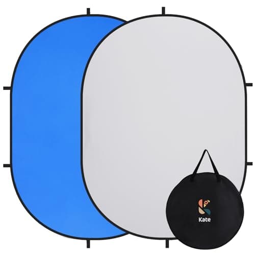 Kate Collapsible Backdrop Pop Up Background Double-Sided Blue and Grey Screen Foldable Backdrops for Photography, Gaming and Live Streaming(5'x6.5',1.5x2m,Blue/Grey)