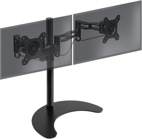 Duronic Dual Monitor Stand Arm DM35D2 PC Desk Mount Riser Double Height Adjustable Twin Bracket LED LCD Two 8KG Computer Screens VESA 75 100 (Dual Monitor Arm Stand) | For 2 screens of 8 kg max, 2 extendible arms up to 13 inches and rotates 180°, head, VESA 75 and 100 swivel