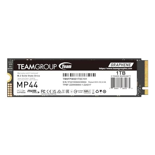 TEAMGROUP MP44 SLC Gen 4x4 M.2 2280 PCIe 4.0 Cache with NVMe for Laptop and Desktop and NUC and NAS SSD Read/Write Speed up to 7200/6200MB/s TM8FPW001T0C101
