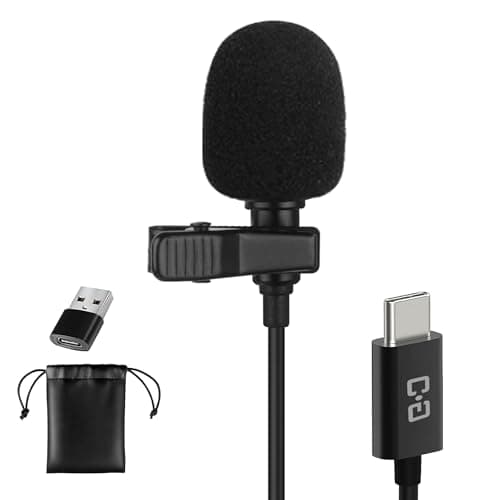 USB-C & USB-A Lavalier Microphone for Smartphones & Computers, 6.6 ft