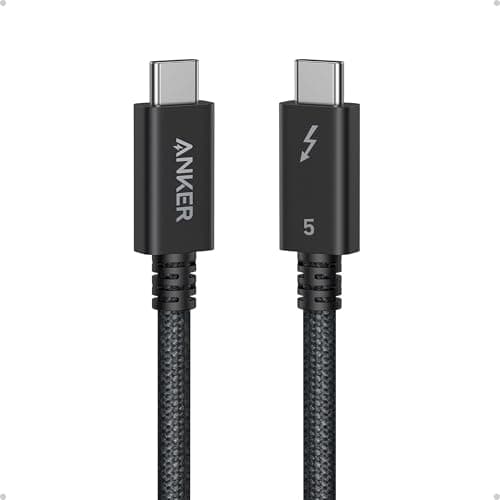 Anker Prime Thunderbolt 5 Cable, 3.3 FT USB C to USB-C Cable, 240W Charging, 80Gbps Data Transfer, 8K/4K Displays, for MacBook Pro, iPhone 17/16/15, iPad Pro,and More