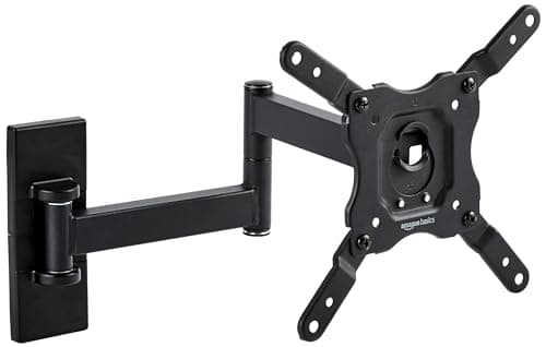 Amazon Basics TV Wall Mount, Full Motion Swivelling Tilting TV Bracket for 12-40 Inch Flat and Curved TV or Monitor up to 36 kg, Max VESA 200x200 mm, Black