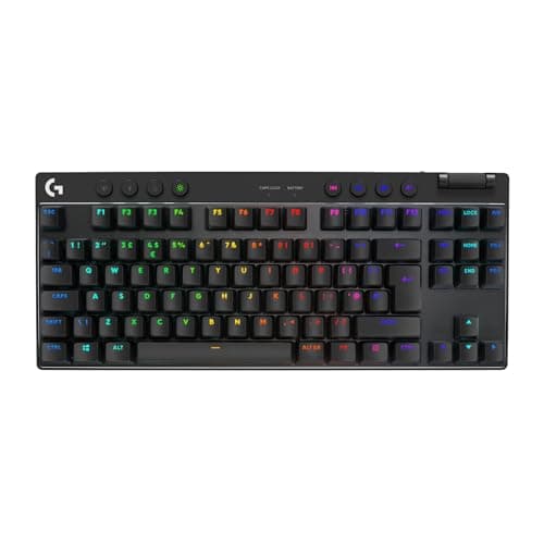 Logitech G PRO X TKL LIGHTSPEED Wireless Gaming Keyboard | Ultra Portable Tenkeyless Design, LIGHTSYNC RGB, Tactile Switches (GX Brown), QWERTY UK English, PC - Black