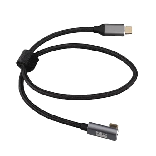 Right Angle USB C to USB C Cable 100W USB3.1 Gen2 10Gbps 4K 60Hz for Steam Deck, PD Fast Charging, 90 Degree L Shape Plug, Durable Nylon Braiding (50cm)