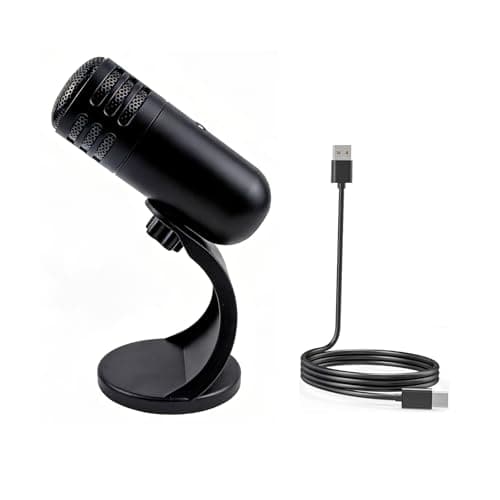 Fyvadio USB Condenser Microphone, PC Computer Gaming Streaming Mic with Stand, Mute Button,Plug and Play, Desk Podcast Mic for Podcast & Singing & Streaming & Youtube Black