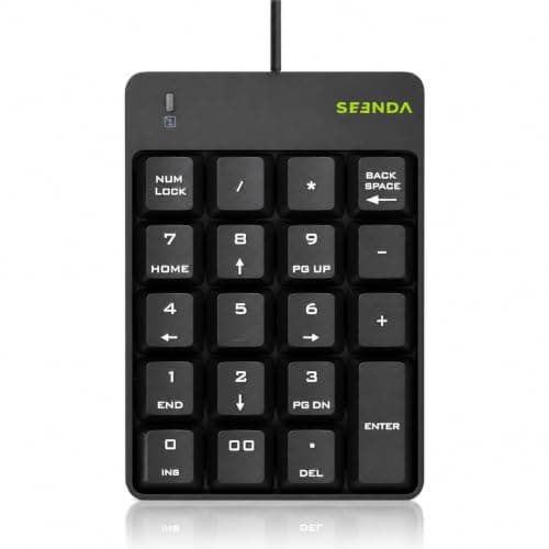 Seenda Wired Numeric Keypad, 19-Key USB Wired Number Pad, Black