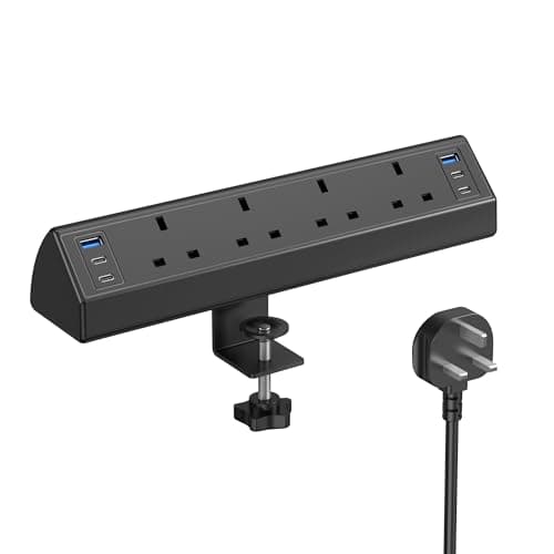 Jgstkcity Desk Clamp Power Socket, 40W Total USB-C Fast Charging, Black