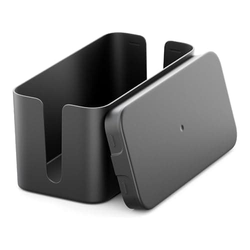 Cable Management Box, Cable Tidy Box Black Cable Organiser Box with Lid Small Cable Box for Hiding Power Strips Electrical Cords Organiser