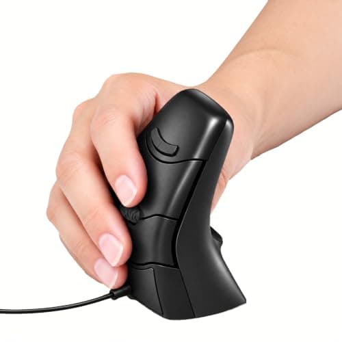 DXT Ambidextrous Vertical Ergonomic Mouse, USB Wired, Black