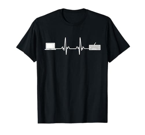 Laptop Heartbeat Coding Geek Keyboard Gaming Programmer T-Shirt