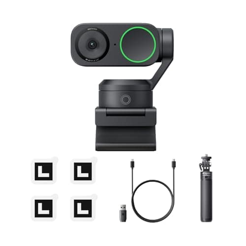 Insta360 Link 2 Black Tripod Bundle - PTZ 4K Webcam for PC/Mac, 1/2" Sensor, AI Tracking, HDR, AI Noise-Canceling Mic, Gesture Control for Streaming, Video Calls, Works with Zoom, Teams & More