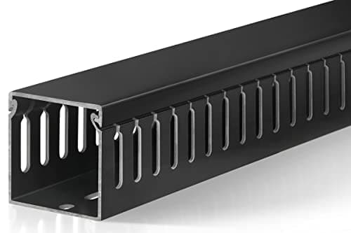 Cable Trunking, Self Adhesive PVC Wire Raceway, Open Slot Cable Tray | Safe Cable Management Kit with H5 x W5 cm, 182 cm (2 x 91 cm), Black, for Under Desk, Computer & Network