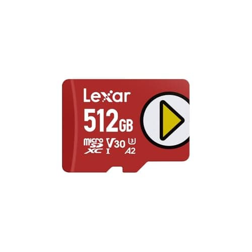 Lexar Play Micro SD Card 512GB, microSDXC UHS-I Card, up to 205MB/s read, 140MB/s write, Class 10, U3, V30, A2, 4K Video, High-Speed Memory Card for Switch/Portable Gaming Devices/Smartphones