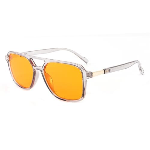 OKH Blue Light Glasses Men Women Retro Gaming Glasses for Screens TV Phone Computer Anti-Fatigue Anti Glare（Orange-99%-Grey）