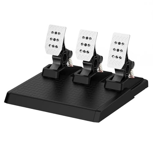 NBCP Racing Pedals, Metal PC Pedal Set with Hall Sensor, Swappable Springs, Adjustable Throttle, Brake & Clutch, Durable, Compatible with PC Win11/Win10/Win7