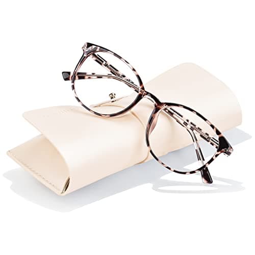 FONHCOO Blue Light Blocking Glasses Women Men Computer Eyeglasses,TR90 Fashion Round Tortoiseshell Color Anti Blue Light Glasses with Anti Eyestrain & UV Glare for Gaming & Reading