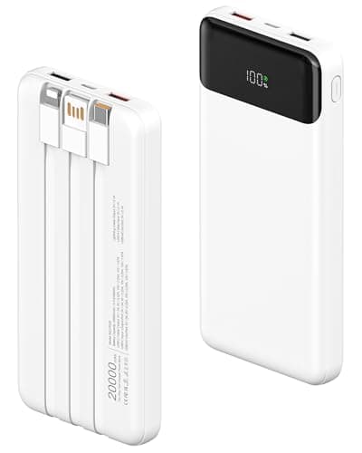 Power Bank 20000mAh 22.5W Fast Charging with Built in 3 Cable