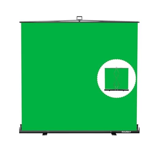 【Wider Style】 RAUBAY 78.7 x 82.7in Large Collapsible Green Screen Backdrop | Portable Retractable Chroma Key Panel Photo Background with Stand for Video Conference, Photographic Studio, Streaming