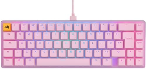 GLORIOUS Gaming GMMK 2 Compact 65% – mekaniskt gamingtangentbord, kompakt TKL-storlek (65%), aluminium, anpassningsbart, Doubleshot-tangenter, Fox-brytare, individuell RGB, engelsk QWERTY - Rosa