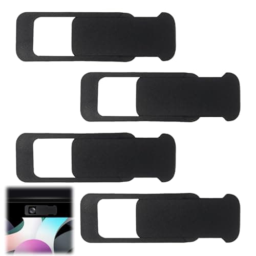 4 PCS Laptop Camera Cover Slider, Webcam Cover Slide, Privacy Protection Webcam Cover Slide, for Laptop, Phone, Tablet, Computer(Black)