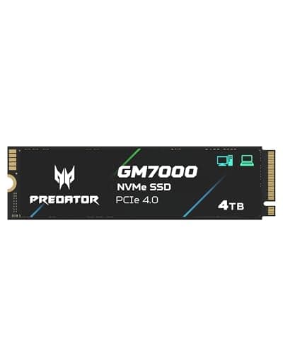 Acer Predator GM7000 4TB SSD, PCIe Gen4x4 NVMe M.2 SSD with DRAM Cache, Up to 7400 MB/s, PCIe 4.0 Internal Gaming Solid State Drive for PS5 Storage Expansion
