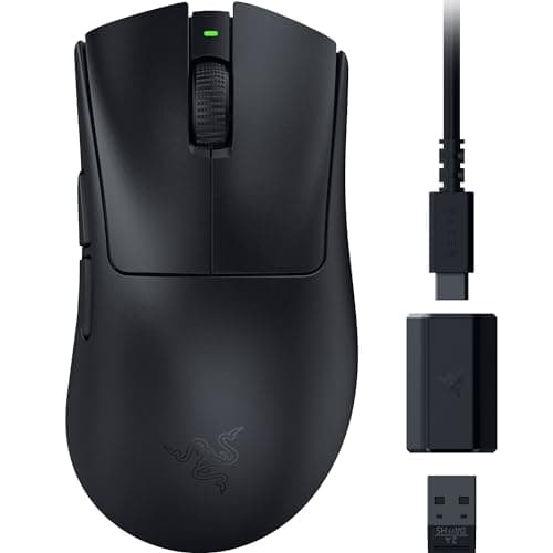 Razer DeathAdder V3 HyperSpeed - Ultra lightweight wireless ergonomic e-sports gaming mouse with 26K DPI (55g light, soft-touch coating, 100 hours battery life, HyperSpeed with 8K Hz) Black