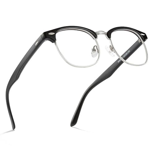 Cyxus Blue Light Glasses Half Rimless Clear Lens Computer Eyeglass Frame for Men